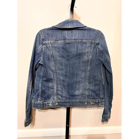 Levi Strauss Co. Trucker Denim Jacket Cropped Long Sleeves Dark Wash Womens M - Picture 6 of 8